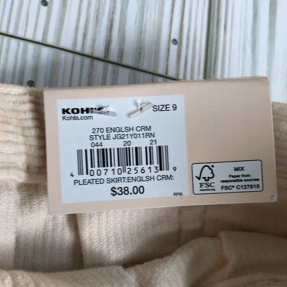 NWT NEW So Goods for Life Junior Pleated English Cream Corduroy Mini Skirt - Picture 6 of 16